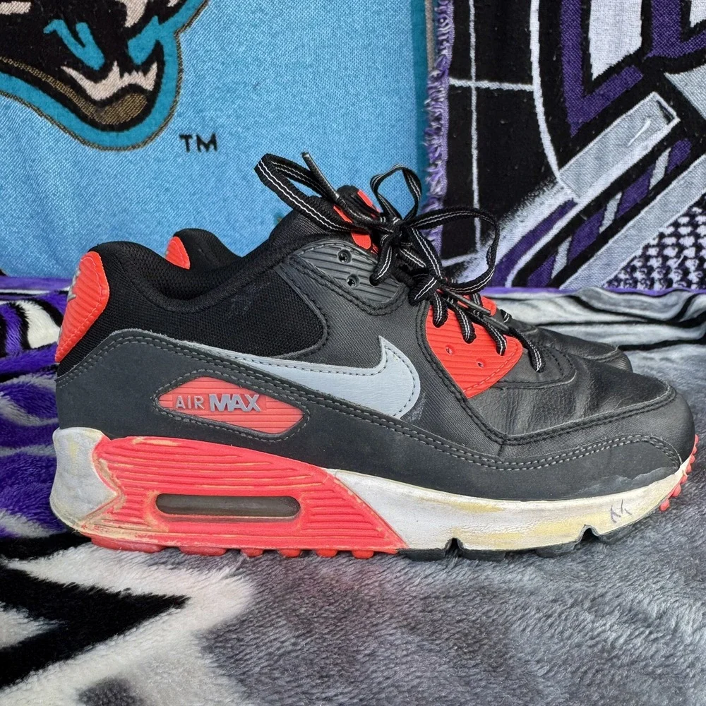 Size 4.5y - Nike Air Max 90 (GS) Infrared‎ gray Black 2013 (307793-080)